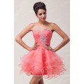 Grace Karin Strapless Watermelon Red Beaded Cocktail Dresses Short CL6077-1